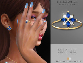 Sims 4 — Hannah Gemstone Middle Ring by Glitterberryfly — Right middle finger ring, featuring gemstones. Set in gold or