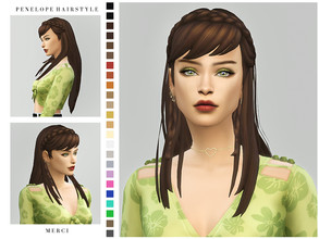 Sims 4 — Penelope Hairstyle by -Merci- — New Maxis Match Hairstyle for Sims4. -24 EA Colours. -For female, teen-elder.
