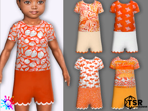 Sims 4 — Toddler Orange an White Outfit - Needs Cottage Living by Pelineldis — Some cute outfits (full body) in shades of