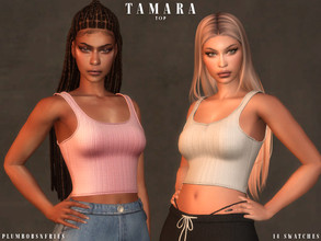 Sims 4 — TAMARA | top by Plumbobs_n_Fries — Ribbed Tank Top New Mesh HQ Texture Female | Teen - Elders Hot Weather