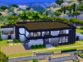 Sims 4 — "Delineation" - Modern 4 Bedroom (no cc) by facsimile_as — This large, modern 4 bedroom, 5 bathroom