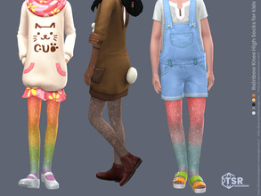 Sims 4 — Rainbow knee high socks for kids by sugar_owl — Colorful high socks for children. All genders. 10 swatches. Base