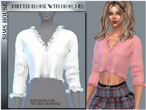 Sims 4 — KNITTED BLOUSE WITH ROUCHES by Sims_House — KNITTED BLOUSE WITH ROUCHES 8 options. Women's knitted blouse with