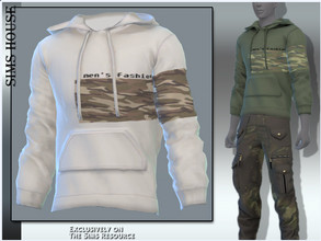 Sims 4 — MEN'S PRINT HOODIE by Sims_House — MEN'S PRINT HOODIE 6 options. Men's printed sweatshirt for The Sims 4 game.