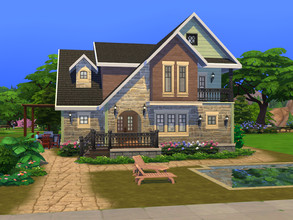 Sims 4 — Modern Cottage (No CC) by gabi892 — Family house on two floors On the first floor, open concept living room,