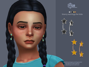 Sims 4 — Starry earrings for kids by sugar_owl — Female earrings decorated with colorful stars. 10 swatches. Children