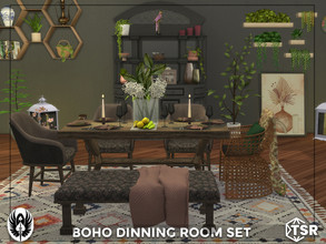 Sims 4 — Boho Dinning Room Set by nemesis_im — Sets of furniture from Boho Dinning Room Set This set includes 10 items: -