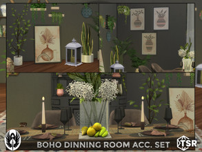 Sims 4 — Boho Dinning Room Acc. Set by nemesis_im — Sets of furniture from Boho Dinning Room Set This set includes 8