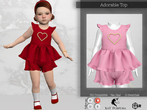 Sims 4 — Adorable Top by KaTPurpura — Wide top with sleeveless ruffles and a heart on the chest