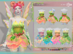 Sims 4 — FLOS FAIRY DRESS by DanSimsFantasy — Short dress inspired by the Fuchsia flower, the skirt exhibits several