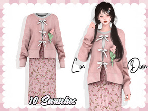 Sims 4 — Tulip Sweater Coat by LIN_DIAN — - New Mesh. - ALL Lods. - 10 Swatches. - Normal MAP.