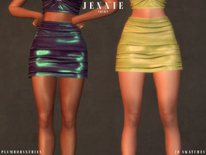Sims 4 — JENNIE | skirt by Plumbobs_n_Fries — High Waisted Leather Mini Skirt New Mesh HQ Texture Female | Teen - Elders