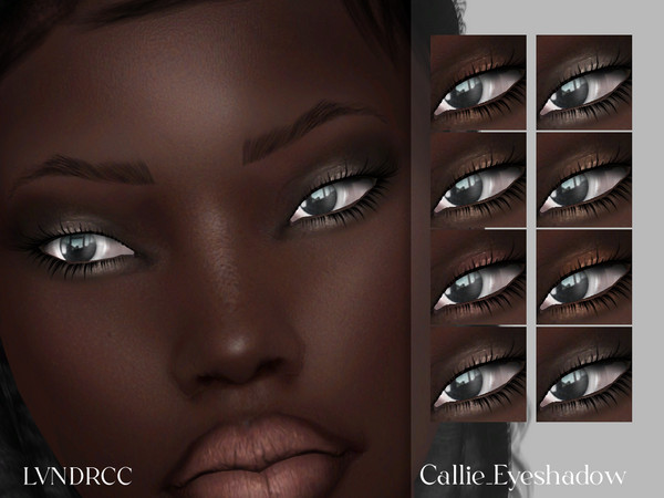 Sims 4 — Callie Eyeshadow by LVNDRCC — Intense, elegant eyeshadow on dark brown matte base, with light satin finish in