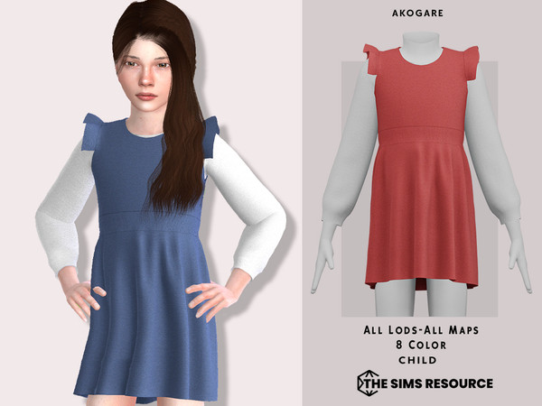 Sims 4 — Courteney Dress by _Akogare_ — Akogare Courteney Dress -8 Colors - New Mesh (All LODs) - All Texture Maps - HQ