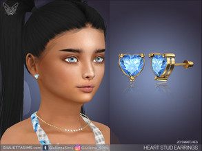 Sims 4 — Heart Stud Earrings For Kids by feyona — Heart Stud Earrings For Kids come in 20 swatches and 10 gemstones