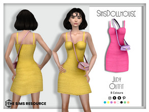 Sims 4 — Judy Dress and Bag by SimsDollhouse — Short, tight dress with a handbag over the shoulder for Sims 4 teens to