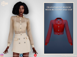 Sims 4 — Transparent blouse with buttons and top by MysteriousOo — Transparent blouse with buttons and top in 9 colors