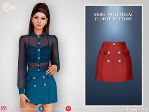 Sims 4 — Skirt with metal flower buttons by MysteriousOo — Skirt with metal flower buttons in 9 colors