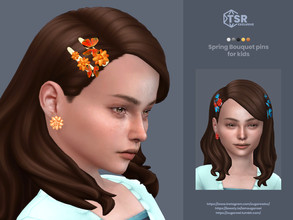 Sims 4 — Spring Bouquet pins for kids by sugar_owl — Female hair accessory (two pins) with flowers and butterflies. 8