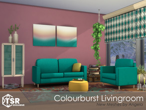 Sims 4 — Colourburst Livingroom by Angela — Colourburst Livingroom, a new Sims4 set for the livingroom in vivid colors.