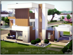 Sims 4 — Fresh Start (No CC!) by nobody13922 — A modern house that, despite its sizable size from the outside, is small