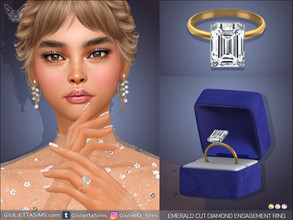 Sims 4 — Emerald Cut Diamond Engagement Ring by feyona — Emerald Cut Diamond Engagement Ring comes in 3 colors of metal: