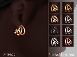 Sims 4 — Marigold Earrings by LVNDRCC — Triple hoop earrings in medium size, made from shiny, higly polished smooth metal