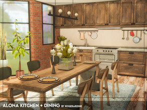 Sims 4 — Alona Kitchen + Dining (TSR only CC) by xogerardine — Cozy, industrial kitchen with dining! x