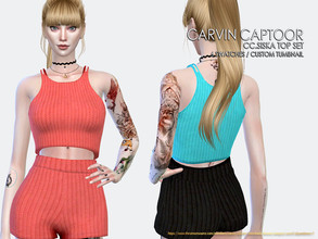 Sims 4 — Siska Top Set by carvin_captoor — Created for sims4 All Lod 6 Swatches Don't Recolor And Claim you own (YOU CAN