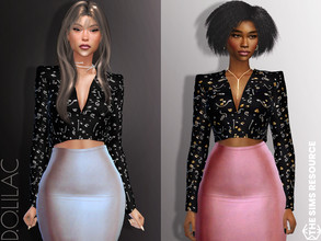 Sims 4 — Embellished Crop Blouse DO805 by DOLilac — Custom thumbnail New Mesh 5 Colors Adult-Elder-Teen-Young Adult For