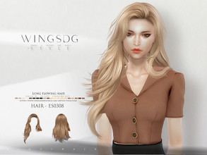 Sims 4 — Long flowing hair ES0308 by wingssims — Colors:20 All lods Compatible hats Make sure the game is updated to the
