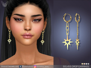 Sims 4 — Solveig Drop Earrings by feyona — Solveig Drop Earrings come in 4 colors of metal: yellow gold, white gold, rose