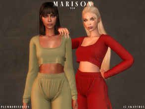 Sims 4 — MARISON | top by Plumbobs_n_Fries — Basic Long Sleeve Crop Top New Mesh HQ Texture Female | Teen - Elders Hot