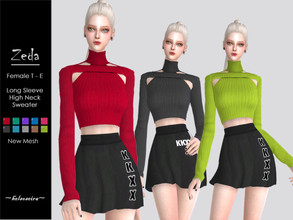 Sims 4 — ZEDA - High Neck Sweater by Helsoseira — Style : Long sleeve, high neck, cut out sweater Name : ZEDA Sub part