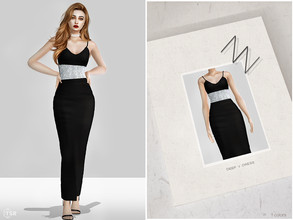 Sims 4 — ZN-DEEP V DRESS by ZNsims — The design details are: deep V-neck, diamond, suspender, long skirt. 1 colors. 
