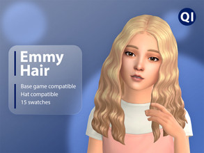 Sims 4 — Emmy Hair by qicc — A long wavy hairstyle. - Maxis Match - Base game compatible - Hat compatible - Child - 15 EA
