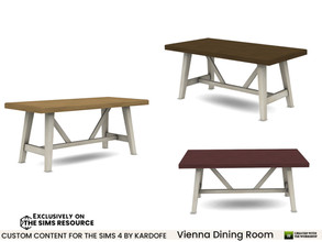 Sims 4 — Vienna Dining Room Dining table by kardofe — Natural wood table, in three colour options