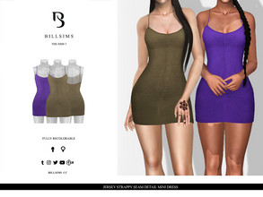 Sims 3 — Jersey Strappy Seam Detail Mini Dress by Bill_Sims — This dress features a jersey material with thin straps and