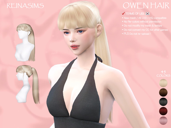 Sims 4 — 60 Owen hair by Reina_Dambi — - New mesh - ALL LOD - HQ compatible - Hat compatible