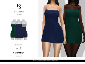 Sims 4 — Slinky Ruched Strap Detail Mini Dress by Bill_Sims — This dress features a slinky material with ruched detailing