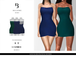 Sims 3 — Slinky Ruched Strap Detail Mini Dress by Bill_Sims — This dress features a slinky material with ruched detailing