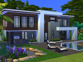 Sims 4 — Modern Minimalist II by gabi892 — Large modern family house on two floors. On the first floor there is an open