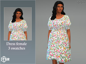 Sims 4 — Dress female Flora by LYLLYAN — Dress female in 3 swatches. All Lods Custom thumbnail All Texture Maps Base game
