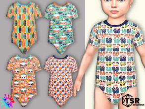 Sims 4 — Toddler Vacation Onesie by Pelineldis — Cute short sleeved onesie with vacation related print. Can be found in
