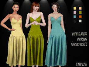 Sims 4 — Daphne Dress by _WAZOWSKI_ — All Texture Maps New Mesh 8 Colors HQ Compatible