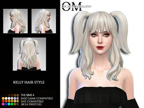 Sims 4 — Kelly Hair Style by Oscar_Montellano — All lods Hat compatible 24 ea swatches BGC