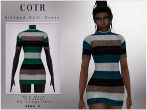 Sims 4 — ChordoftheRings Striped Knit Dress D-213 by ChordoftheRings — ChordoftheRings Striped Knit Dress D-213 - 6