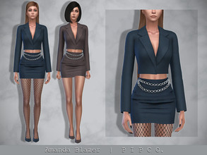 Sims 4 — Amanda Blazer. by Pipco — A cropped blazer in 14 colors. Base Game Compatible New Mesh All Lods HQ Compatible
