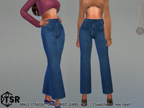Sims 4 — Ankle Straight-Leg Pocked Jeans by Harmonia — New Mesh 13 Swatches HQ Please do not use my textures. Please do