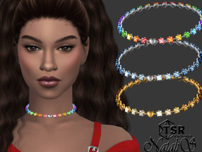 Sims 4 — Gradient crystal choker with heart by Natalis — Gradient crystal choker with heart. Female teen- elder. 6